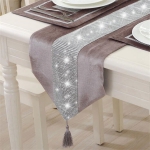 Bieżnik CLARE VELVET Cyrkonie 33x180 Cafe