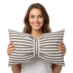 Poduszka Kokarda Glam 30x50 Pasy białe/beż