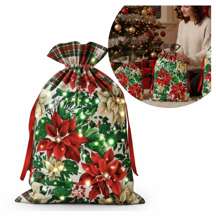 Worek prezentowy Golden Noel 68x90 cm Gwiazda betl