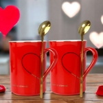 Zestaw Tazza 2x Kubek+ Łyżeczka Czerwony