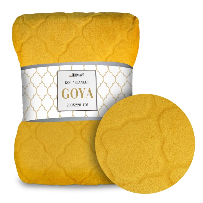 Koc GOYA mozaika mikroflanela 200x220 Ochre żółty