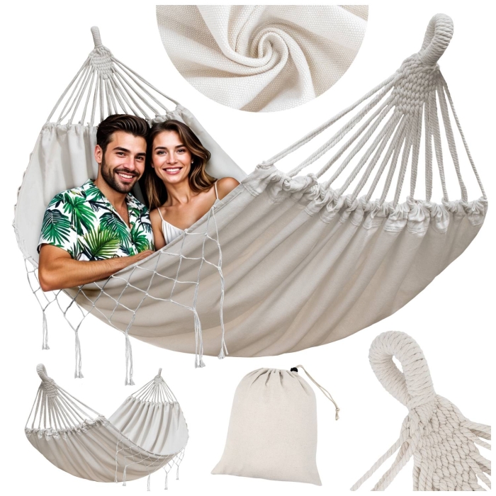 Dwuosobowy Hamak BOHO ISWING 280x150 Krem