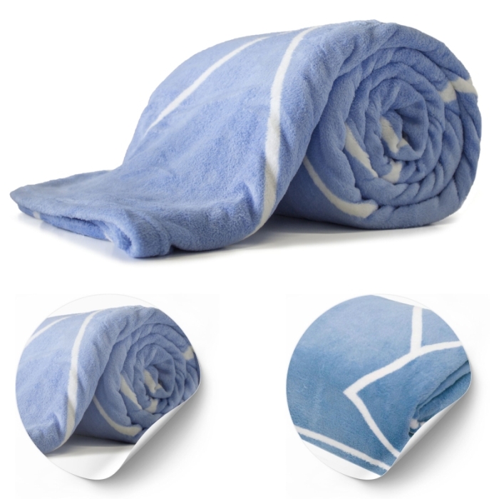 Koc Pascal Geo Mikrofibra 200x220 cm Niebieski