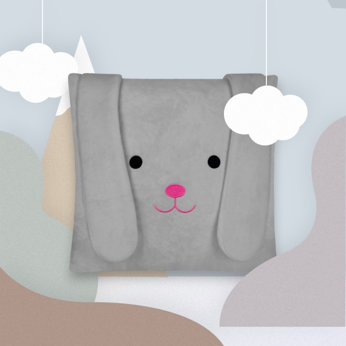 Poszewka pluszowa Mooky królik z uszami 40x40 szar