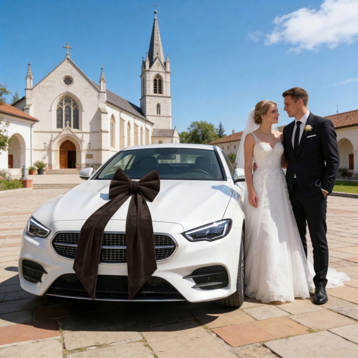 Kokarda Deco Velvet Glam Bow XXL 48x45x150 Brąz