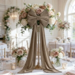 Kokarda Deco Velvet Glam Bow XXL 48x45x150 Beż