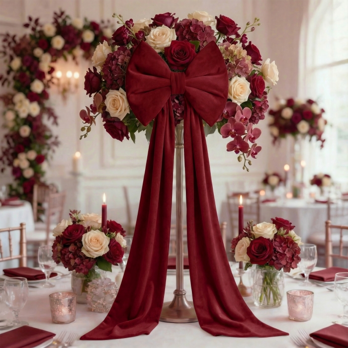 Kokarda Deco Velvet Glam Bow XXL 48x45x150 Czerwon