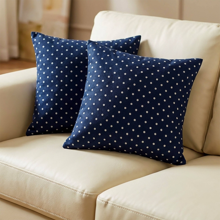 Poszewka HAPPY 40X40 granat w białe kropki
