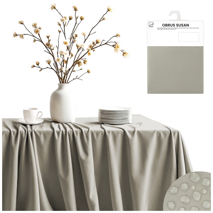 Obrus wodoodp. SUSAN gładki 140x260 cm beige Beż