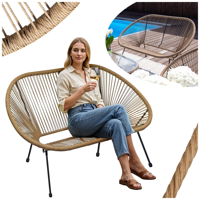 Sofa ogrodowa ławka Acapulco NATURAL 135x77x85 cm