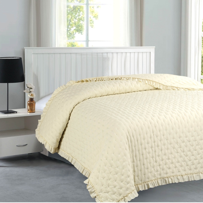Narzuta Rita z falbaną 200x220 cm Krem
