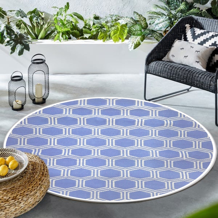 Dywan zewnętrzny RITMO BLUE okrągły śr. 120 cm