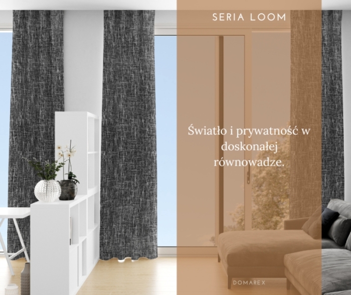 Zasłona LOOM Natural Taśma 140x280 cm Szary