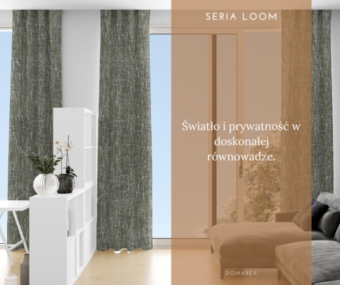 Zasłona LOOM Natural Taśma 140x280 cm Zieleń