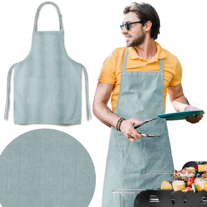 Fartuch kuchenny FLAX LEN 65x75 cm Turkus