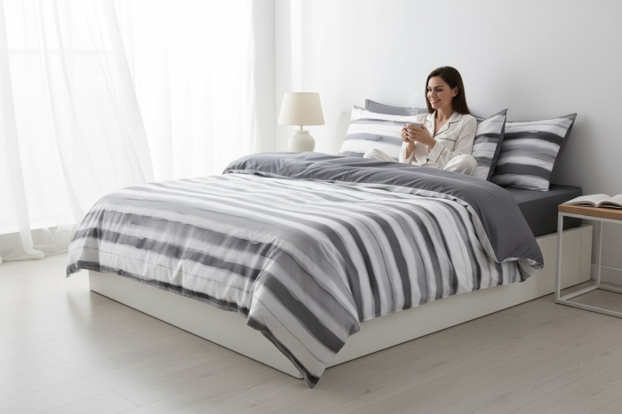 Kpl pościeli SATIN ELEGANCE 160x200+2posz. pasy sz