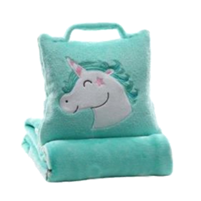 Koc 2w1 MOOKY flanela UNICORN Jednorożec Mięta