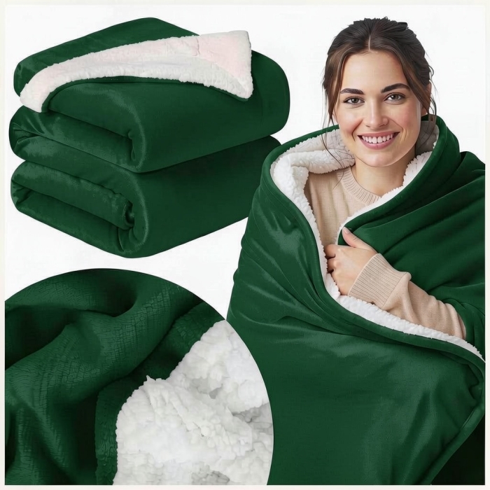 Koc MARLBOROUGH Sherpa Velvet 150x200 C. Zielony
