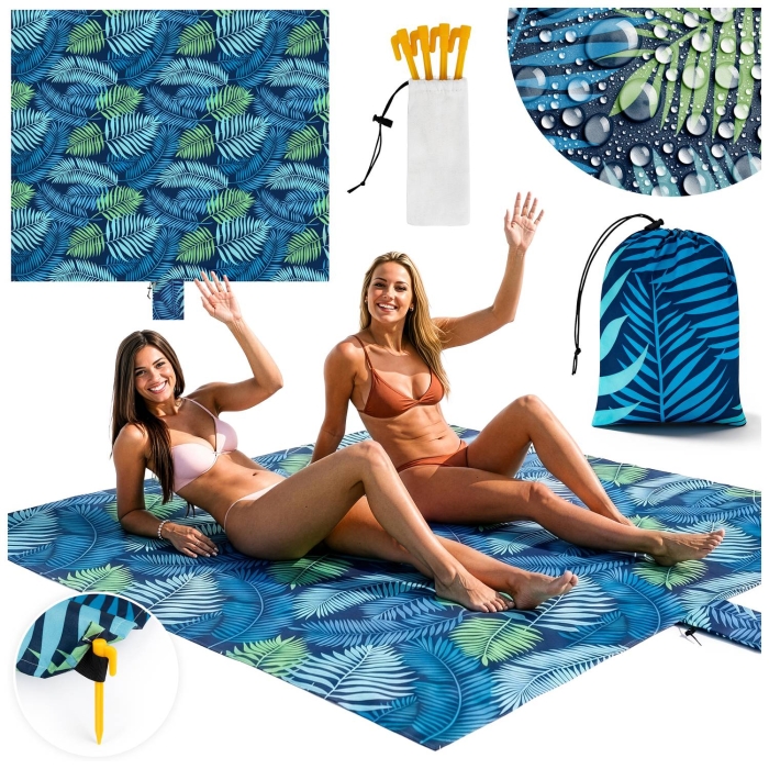 Mata plażowa Palm Paradise 220x194 cm niebieska