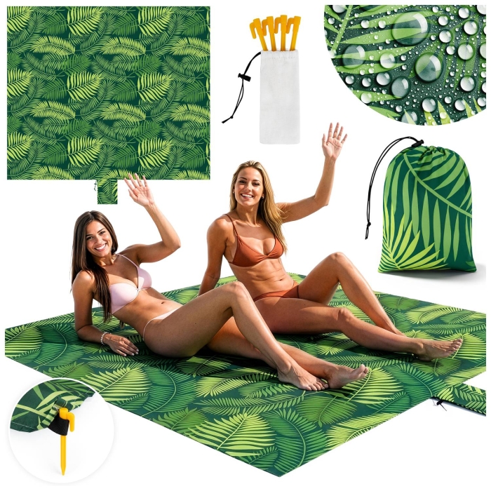 Mata plażowa Palm Paradise 220x194 cm zielona