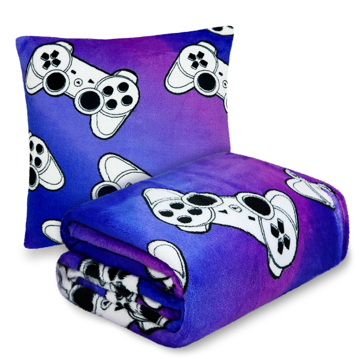 Zestaw Koc + poszewka 40x40 Gaming Zone Fiolet