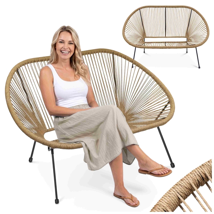 Sofa ogrodowa ACAPULCO 2-os. 134x78x86 cm NATURAL