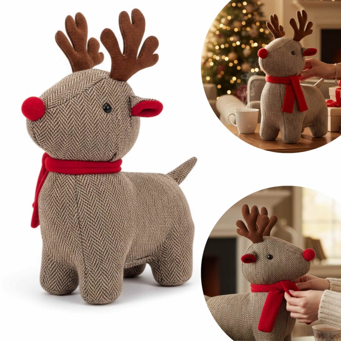 Stoper do drzwi Jelonek DEER w szaliku 24x20cm Beż