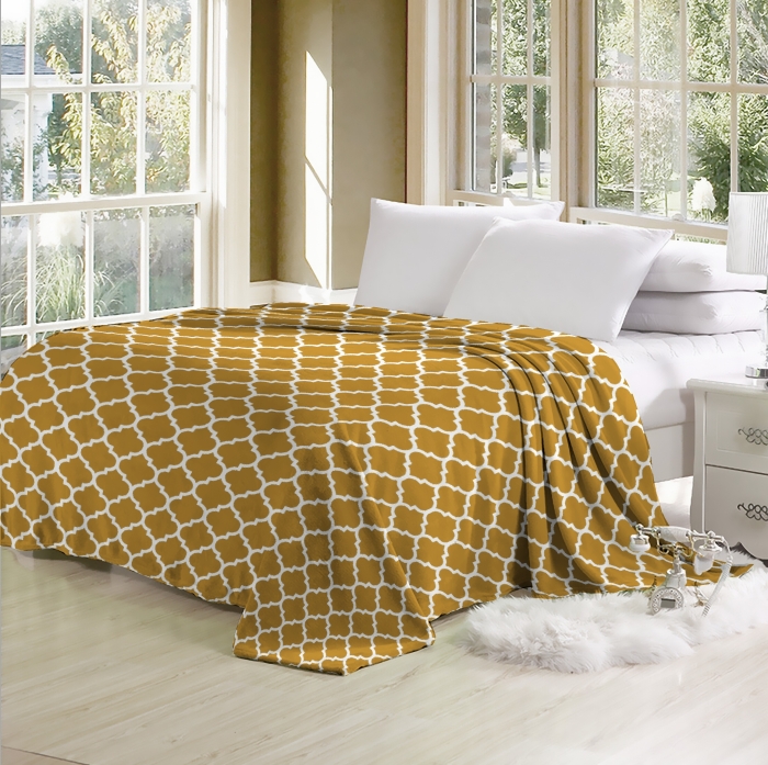 Koc Novia mikroflanela 150x200 Miodowy+Biały Żółty