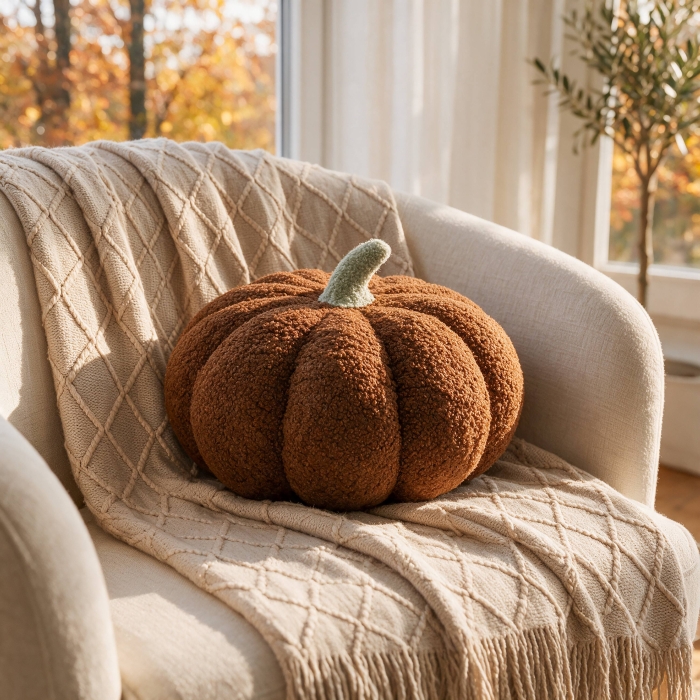 Poduszka kształt PUMPKIN Dynia 30x30 cm Brąz pomar