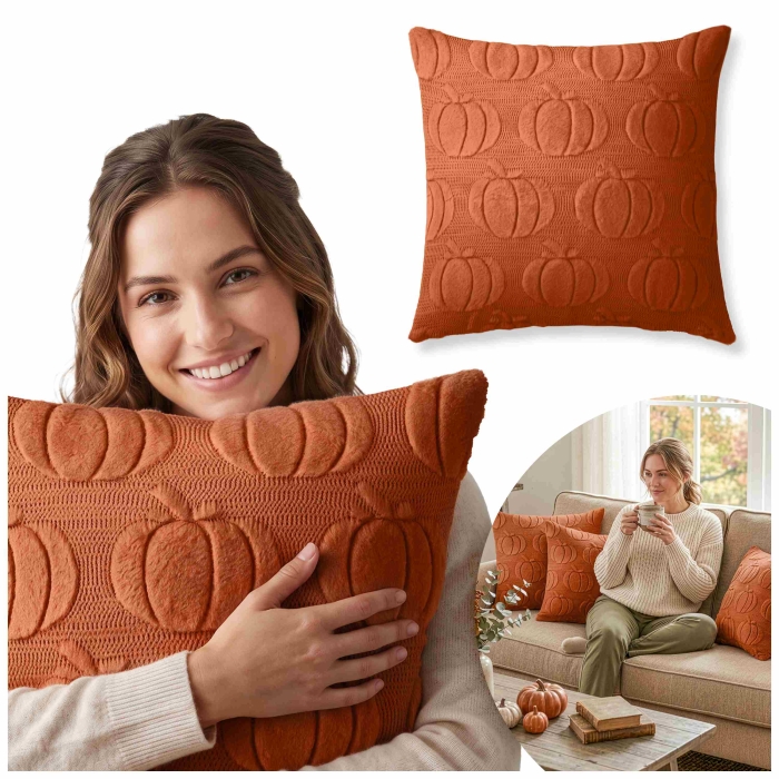 Poszewka Pumpkin Bliss dynie 3D 40x40 cm Pomarańcz