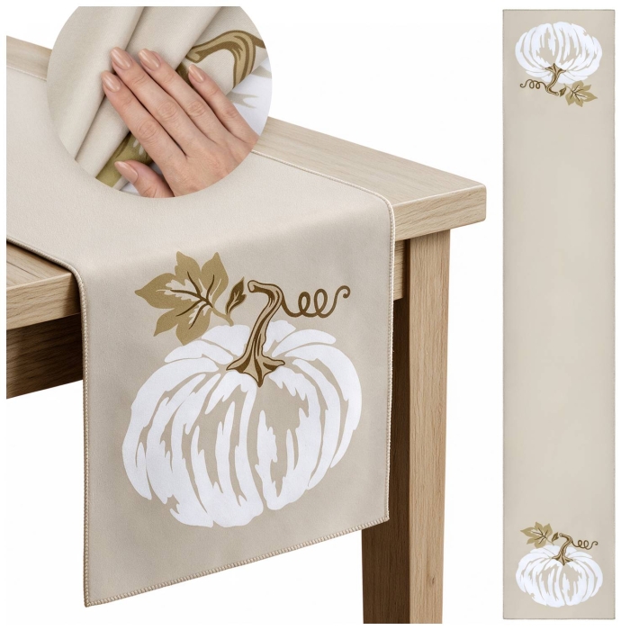 Bieżnik Autumn Luxe Dynie 33x180 cm Beż