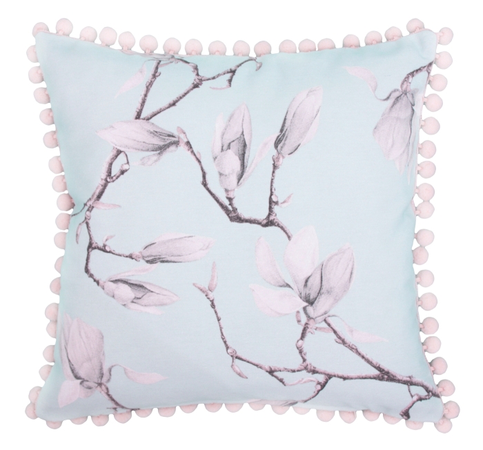 Poszewka z pomponami BLUE MAGNOLIA 45x45