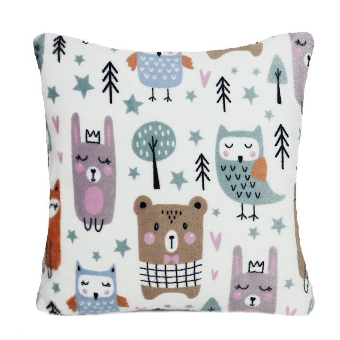 Poszewka FOREST LAS mikroflanela 40X40 cm Sowy