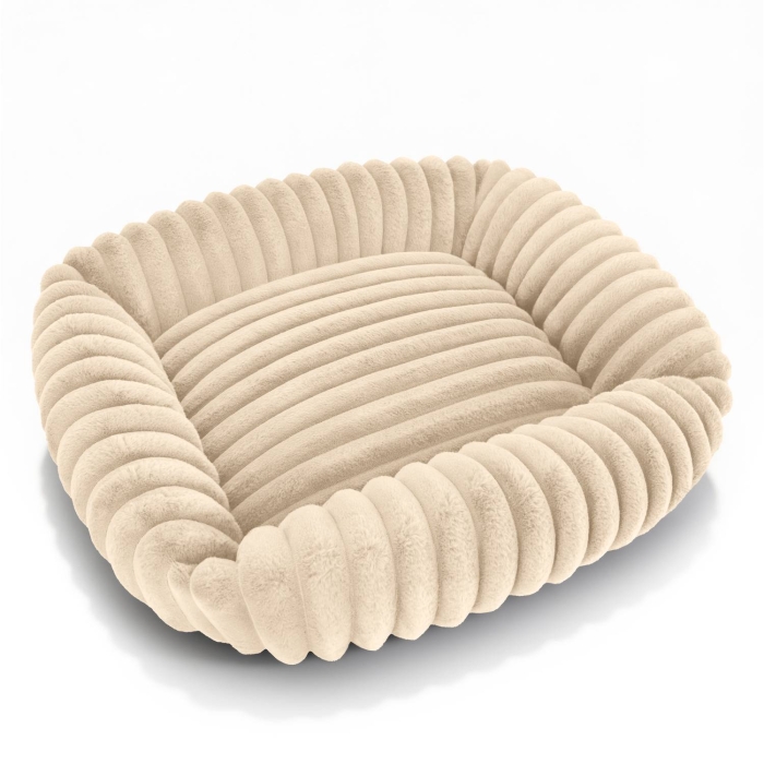 Sofa Legowisko NUBO LUX 70X80 Rabbit fur pasy Beż