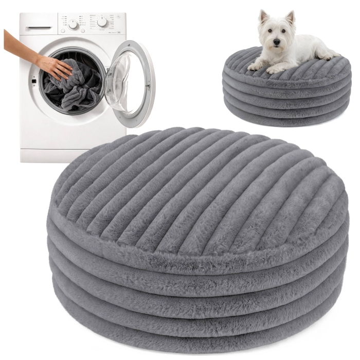 Legowisko puf NUBO LUX śr.60 Rabbit fur pas Szary