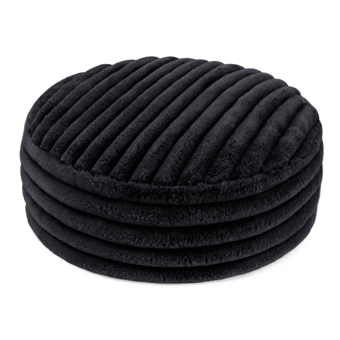 Legowisko puf NUBO LUX śr.80 Rabbit fur pas Czarny
