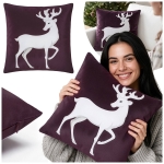 Poszewka ROYAL DEER 40x40 cm Velvet Burgund Jeleń