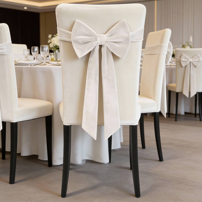 Kokarda Deco Velvet na krzesło 33x27x110 Krem