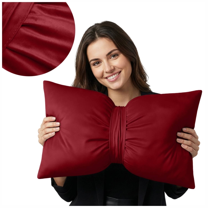 Poduszka kokarda ARCO 30x50 Velvet Bordo
