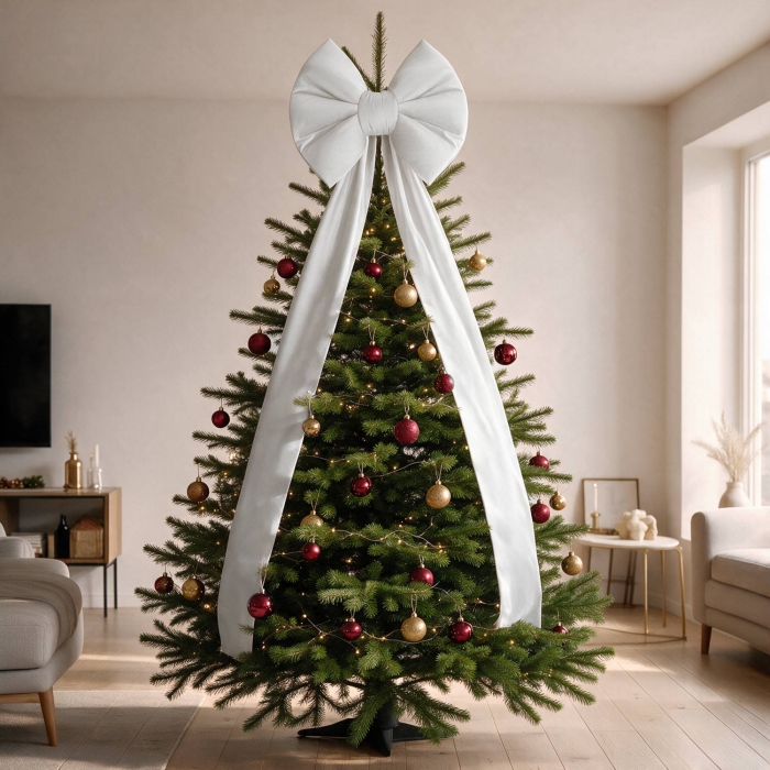 Kokarda Deco Velvet Glam Bow XXL 48x45x150 Krem