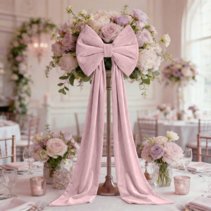 Kokarda Deco Velvet Glam Bow XXL 48x45x150 Róż