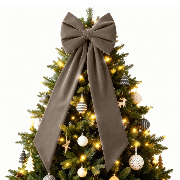 Kokarda Deco Velvet Glam Bow XXL 48x45x150 Beż