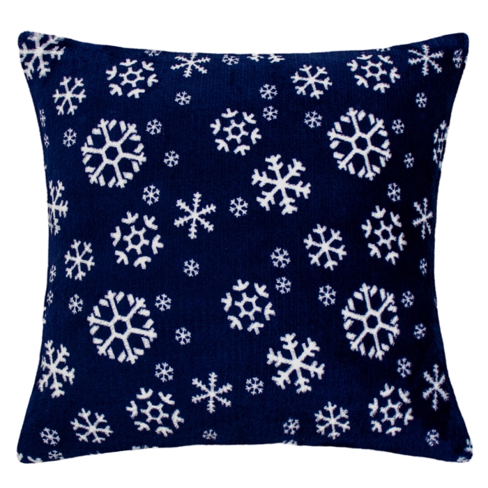 Poszewka NIEVE płatki 40x40 cm Granat + biały