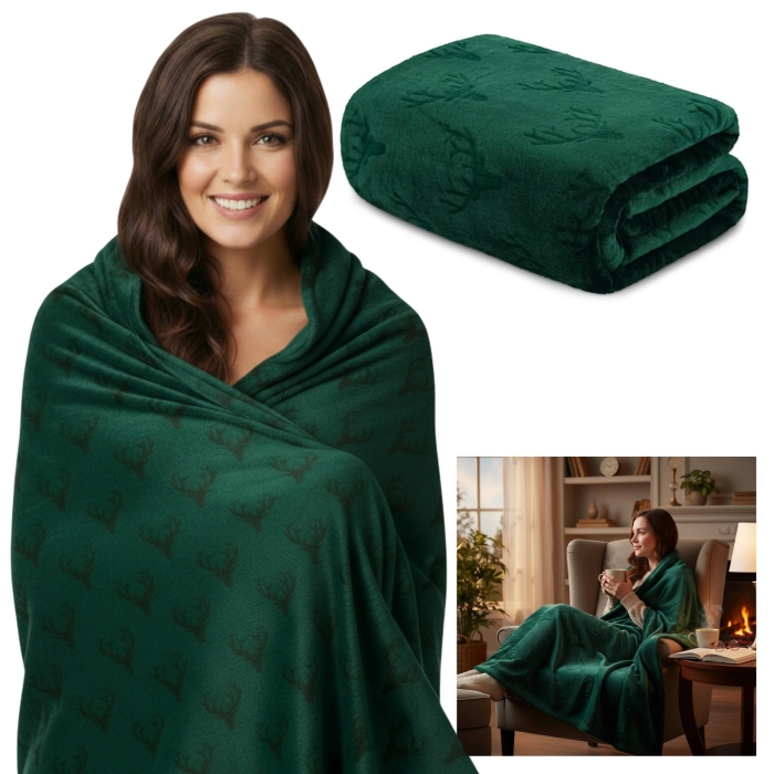Koc NOBLE DEER mikroflanela 150x200 cm Zielony