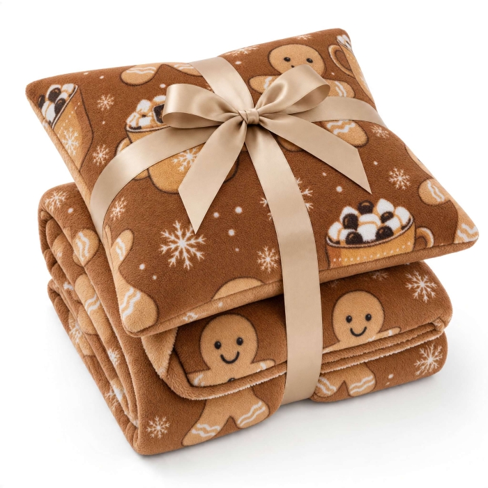 Zestaw CHRISTMAS COOKIES koc 130x170 + poszewka