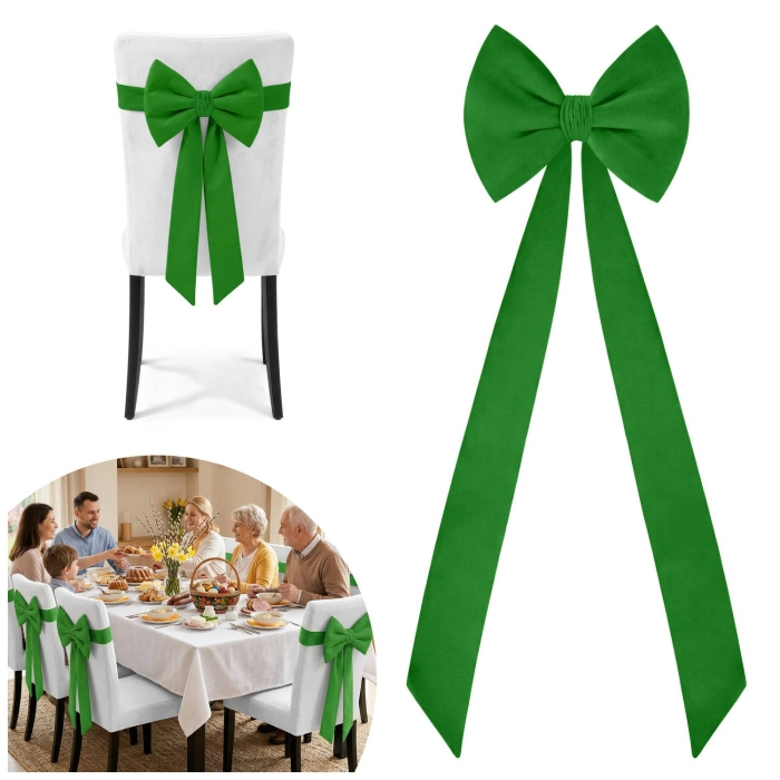 Kokarda Deco na krzesło 33x27x110 Loneta Zielony