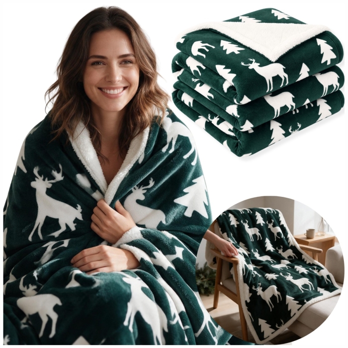 Koc ROYAL WINTER SHERPA 150x200 cm Zielony