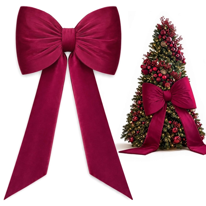 Kokarda GLAM BOW XXL 75x50 + 160 cm Velvet Bordo