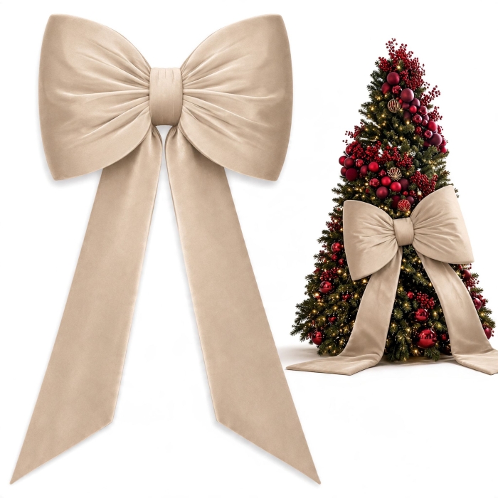 Kokarda GLAM BOW XXL 75x50 + 160 cm Velvet Beż