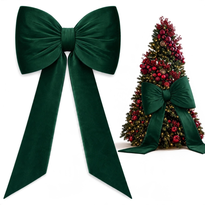 Kokarda GLAM BOW XXL 75x50 + 160 cm Velvet Zieleń